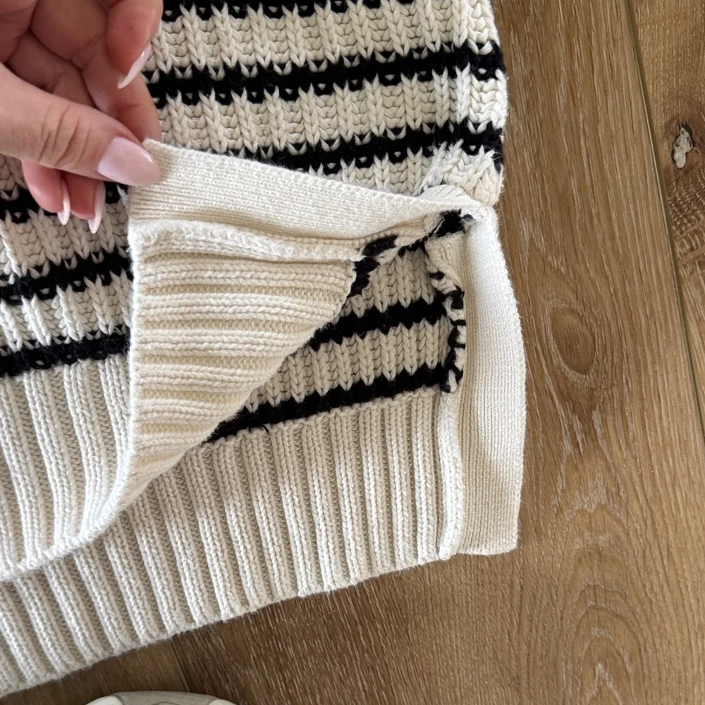 Able | Striped Mock Neck Sweater | White & Black | size XXL - Picture 3 of 6